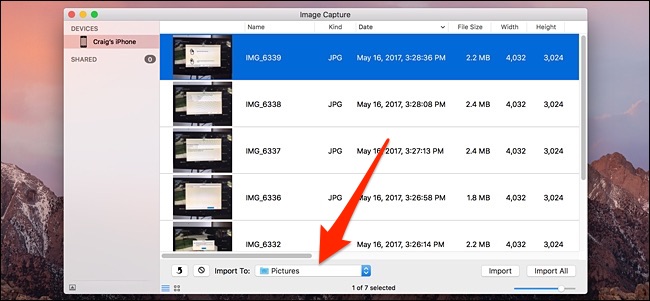 How to download pictures from iphone onto mac